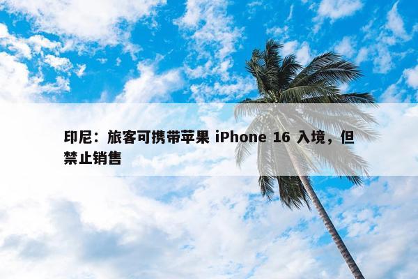 印尼：旅客可携带苹果 iPhone 16 入境，但禁止销售