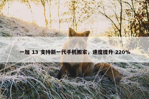 一加 13 支持新一代手机搬家，速度提升 220%