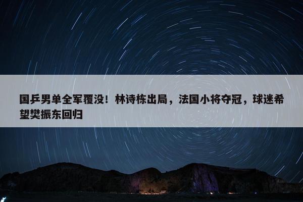 国乒男单全军覆没！林诗栋出局，法国小将夺冠，球迷希望樊振东回归