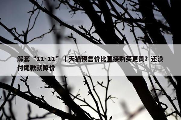 解套“11·11”｜天猫预售价比直接购买更贵？还没付尾款就降价