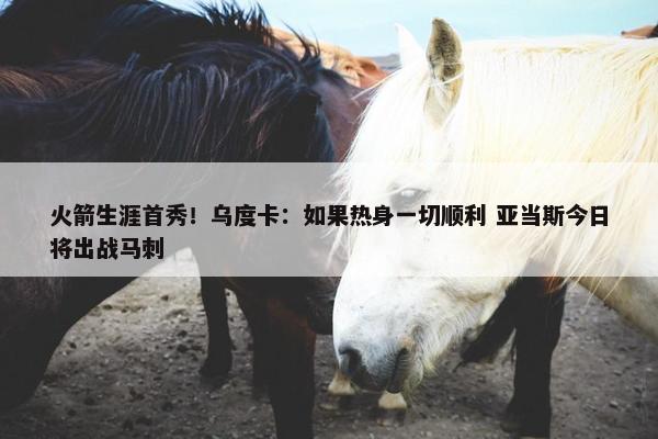 火箭生涯首秀！乌度卡：如果热身一切顺利 亚当斯今日将出战马刺