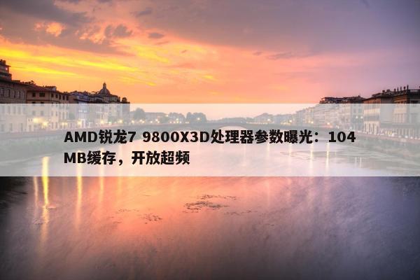 AMD锐龙7 9800X3D处理器参数曝光：104MB缓存，开放超频