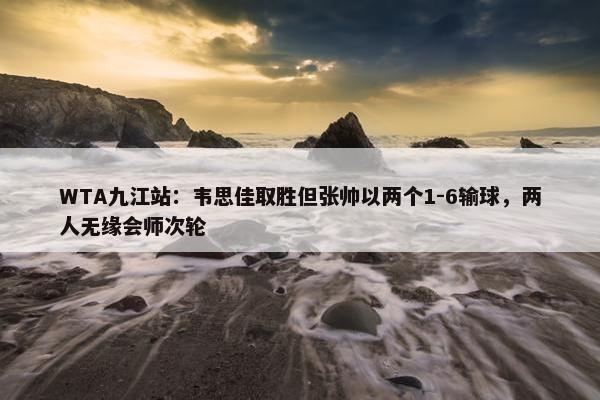 WTA九江站：韦思佳取胜但张帅以两个1-6输球，两人无缘会师次轮