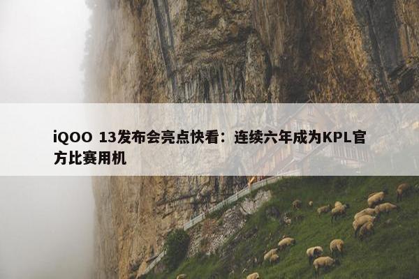 iQOO 13发布会亮点快看：连续六年成为KPL官方比赛用机