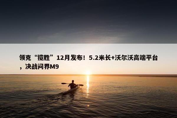 领克“揽胜”12月发布！5.2米长+沃尔沃高端平台，决战问界M9