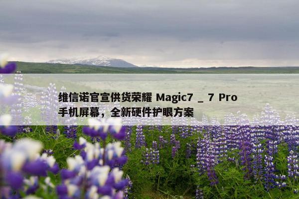 维信诺官宣供货荣耀 Magic7 _ 7 Pro 手机屏幕，全新硬件护眼方案