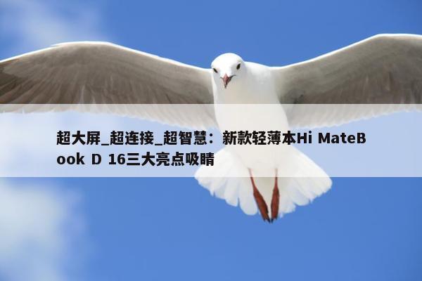 超大屏_超连接_超智慧：新款轻薄本Hi MateBook D 16三大亮点吸睛