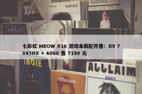 七彩虹 MEOW R16 游戏本新配开售：R9 7845HX + 4060 售 7199 元