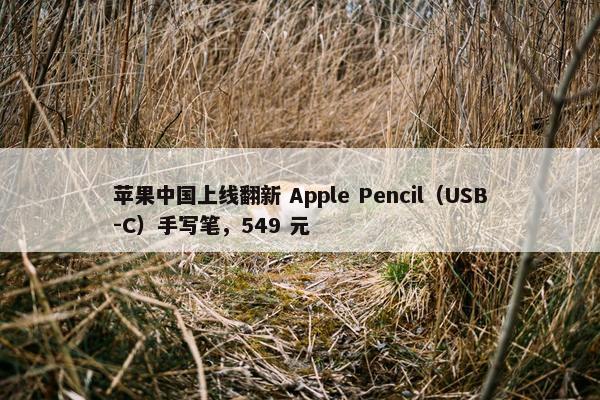 苹果中国上线翻新 Apple Pencil（USB-C）手写笔，549 元