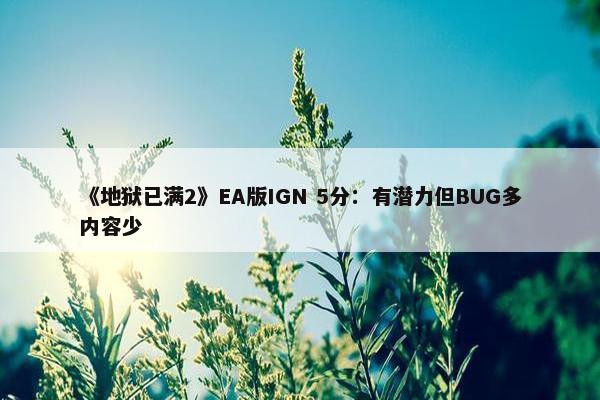 《地狱已满2》EA版IGN 5分：有潜力但BUG多内容少