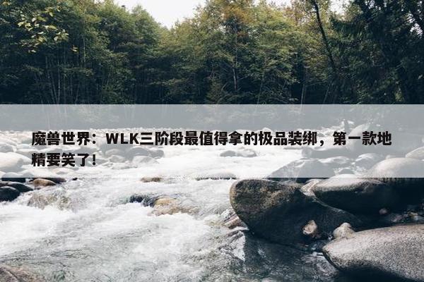 魔兽世界：WLK三阶段最值得拿的极品装绑，第一款地精要笑了！