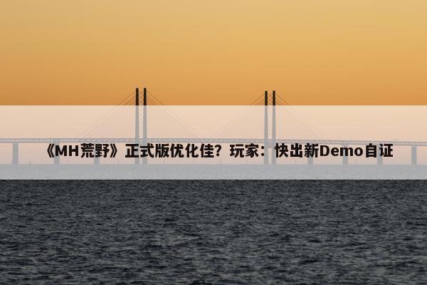 《MH荒野》正式版优化佳？玩家：快出新Demo自证